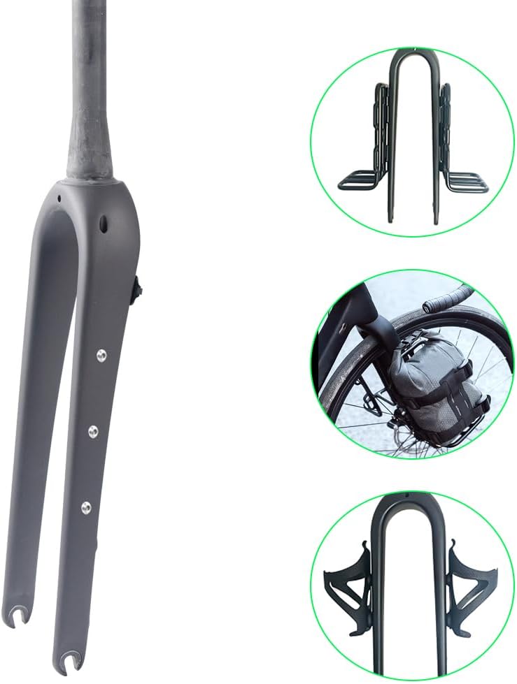 WCS 700C Carbon Fiber Gravel Bike Fork 1 1/8 to 1 1/2 Tapered Flat Mount Disc Brake QR Fits Wide Tires Lightweight Road Gravel Bicycle Front Fork