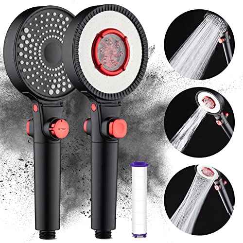 Aktualisiert Duschkopf,Innovative 3 in 1 Double-Face Handbrause,Hochdruck-Massage-Regendusche,3 Strahlen Wassersparend Cover