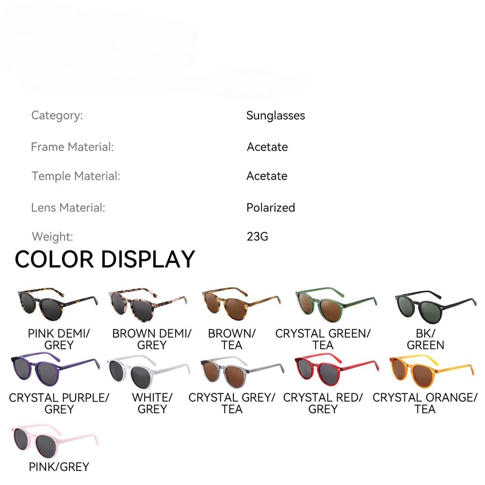 Gafas de sol redondas polarizadas para mujer, protección UV400, acetato, gafas de sol de moda para compras, viajes, playa, fiesta, ciclismo