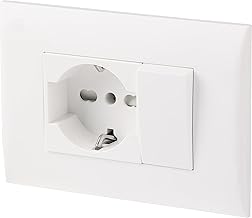 Electraline 22120 Universal Socket Lock + Diverter with Plate/Set Plate Pre-Assembled 1 Universal Socket P40 16A + 1 Diverter 10 A, Two Mounting Screws, White