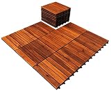 YAMAZING 12”x12” Solid Wood Interlocking Flooring Tiles (Pack of 9), Acacia Hardwood Deck Tiles,Floo