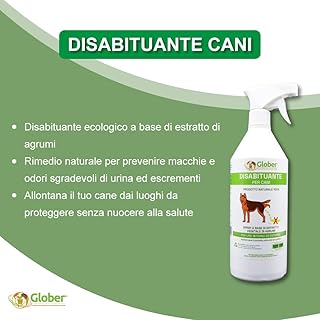GLOBER Disabituante per Cani Anti Urina - Spray 750ml - Made in Italy 100% Base Vegetale per Interni ed Esterni - Addestrativo Urine Stop Cani - Dissuasore Cani e Elimina i Cattivi Odori