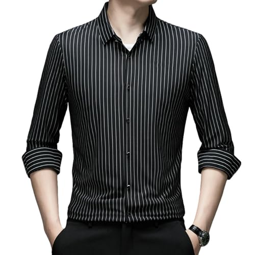 Camisa informal para hombre transpirable que evita el sudor y las arrugas a rayas
