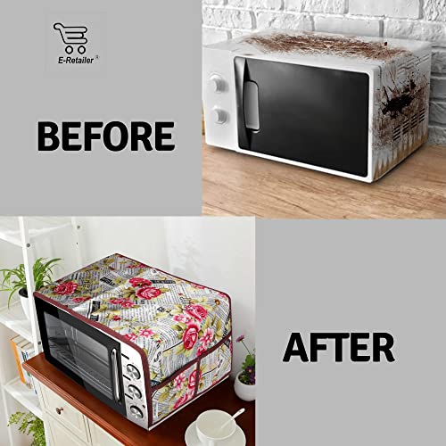 Image of Polyester 3-Layered Microwave-Oven Top Cover with 4 Pockets (Color- Red, Size-36x14 Inches) (MOCTC-KN-ALPBET-RED)