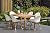 Amazonia Robertson 7 Piece Rectangular Patio Dining Set | Teak Finish and White Chairs Durable and Ideal for Outdoors