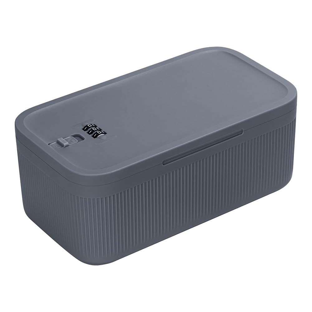 Pesfehhy Lockable Storage Box, Locking Medicine Box, Cell Phone Locked Jail, Containers Bin for Personal Refrigerator Home Gray