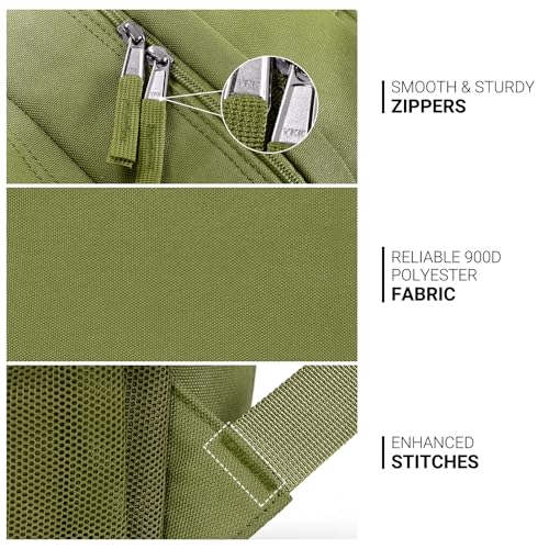 Image of ZORFIN 26L Backpack for College, and Travel: Water Resistant Bookbag - Army Green