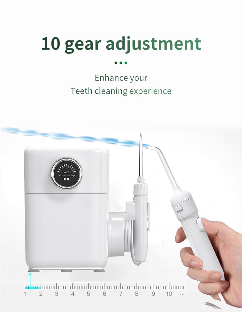 Irrigador bucal inalámbrico, portátil, 10 ajustes de velocidad, limpiador de dientes eléctrico de agua dental con 6 bordes para viajes en casa o baño pequeño