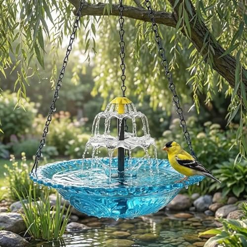 Atrae colibríes al jardín usando el baño de aves colgante solar 3
