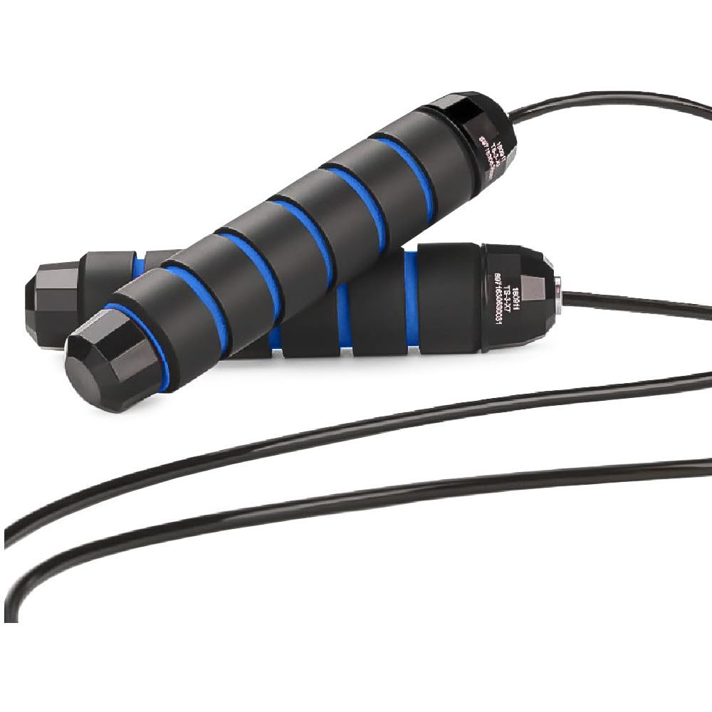 PEARL sports corda per saltare in acciaio: Corda per saltare fitness, sistema di cuscinetti a sfera auto-bloccante, 3 m, nero (corda per saltare fitness regolabile