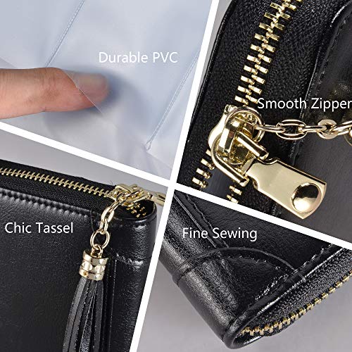 Image of Womens Credit Card Wallet RFID Small Leather ID Card Holder Case (40 Card Slots - Black)