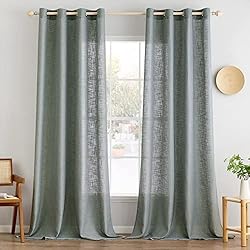Cortina Lino Gris MIULEE Juego de Cortinas de Lino Translúcido de Dos Piezas con Ojales Cortinas Modernas para Dos Puertas de Balcón Cortinas para Salón Dormitorio 225x140cm (HxL) Gris
