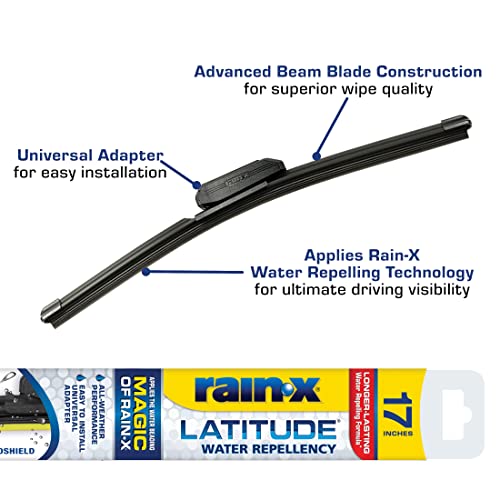 Image of Rain-X 5079283-2 Repellency Water Repellent Wiper Blades, 17 inch Windshield Wiper, All Weather Streak-Free for Enhanced Visibility w /Water Repellency Formula