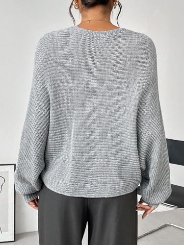 QJQ Women's 2025 Fall Long Sleeve Crewneck Cropped Sweater Lightweight Asymmetrical Wrap Tops Knit Pullover2