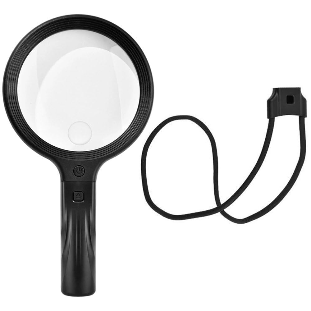 Ymxygz 5x Hands Free Magnifying Glass with Light, 30 Led Rechargeable Adjustment Brightness, Flexible Gooseneck Magnifier for Seniors