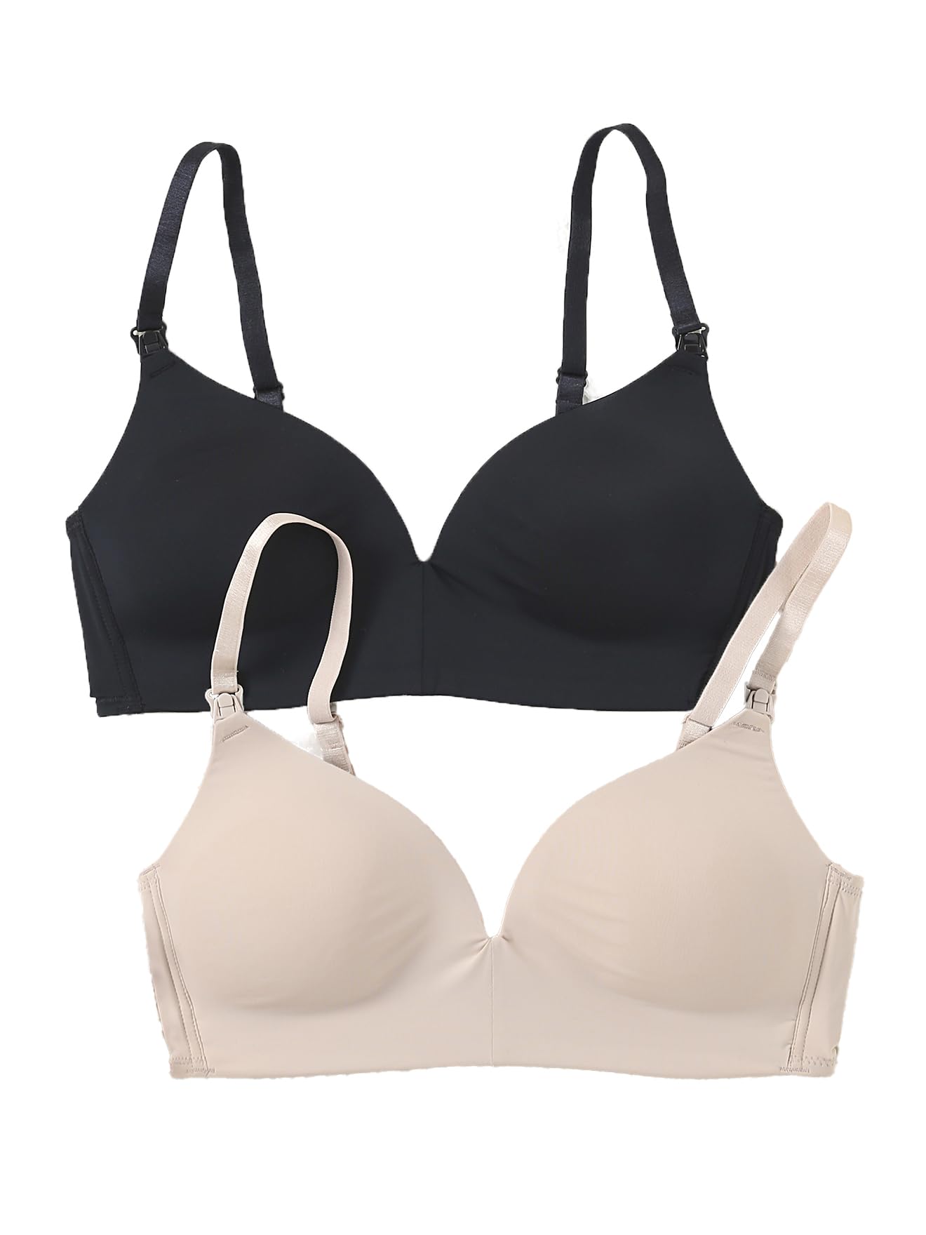 Vertbaudet 2er-Pack Still-BHS aus Mikrofaser Hellbeige+schwarz 75D