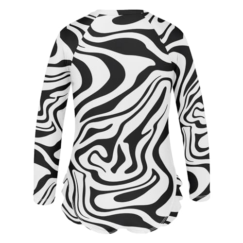 ALAZA Toddler Swimsuit Girl Bathing Suit Swimwear Rash Guard Ripple Long Sleeve 3T3