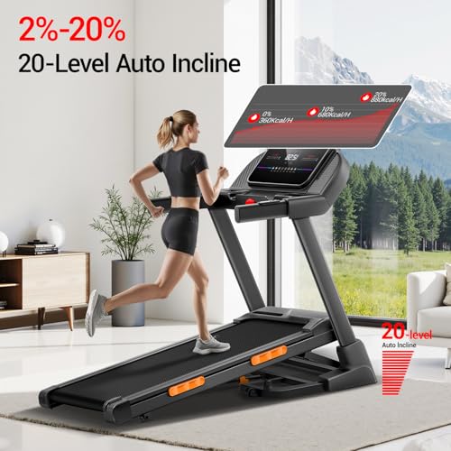Image of LONTEK Electric Treadmill with 2%-20% Automatic Incline, 400lbs Capacity | 4.0HP Quiet Brushless Motor, Perfect for Home Office Workouts, Running, Jogging, Aand Daily Fitness Routines