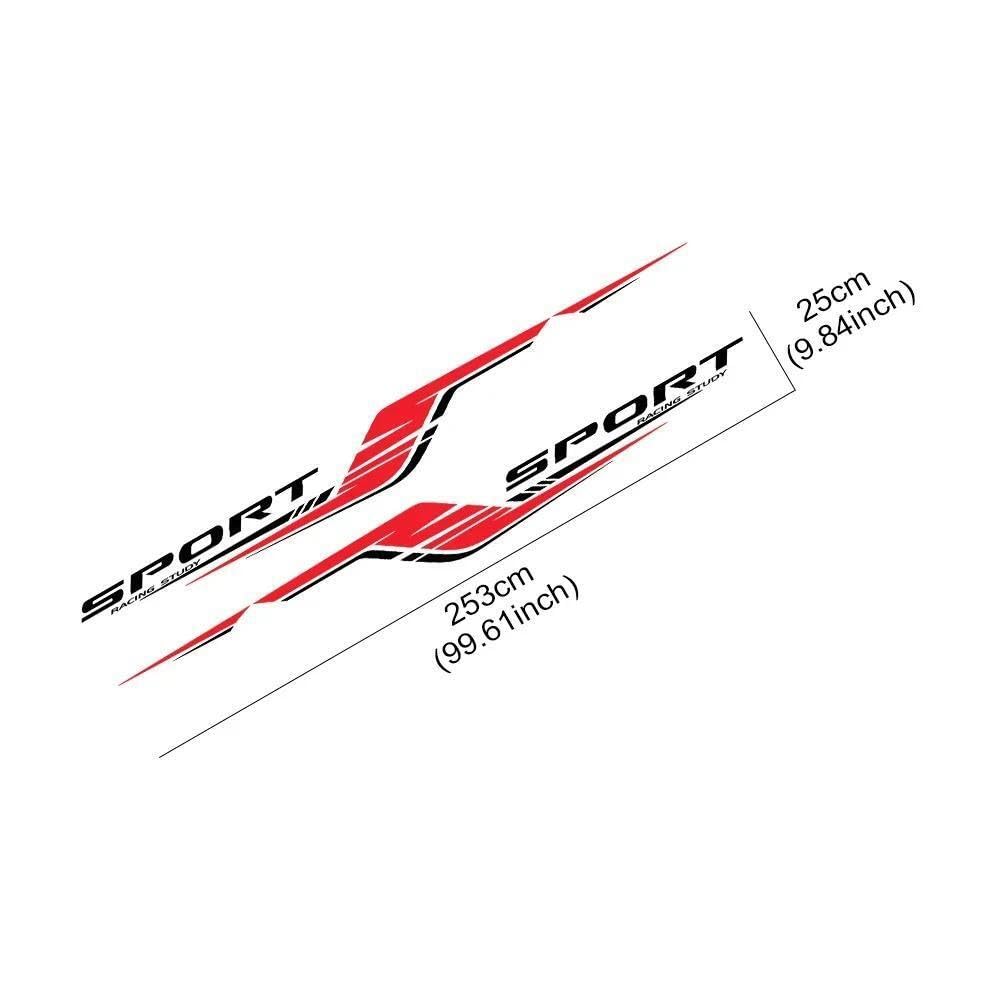 Decalcomanie per Auto Adesivi per Auto su Entrambi I Lati, Strisce Lunghe, Pellicola Autoadesiva in Vinile, Decorazione della Decalcomania(Black Red)