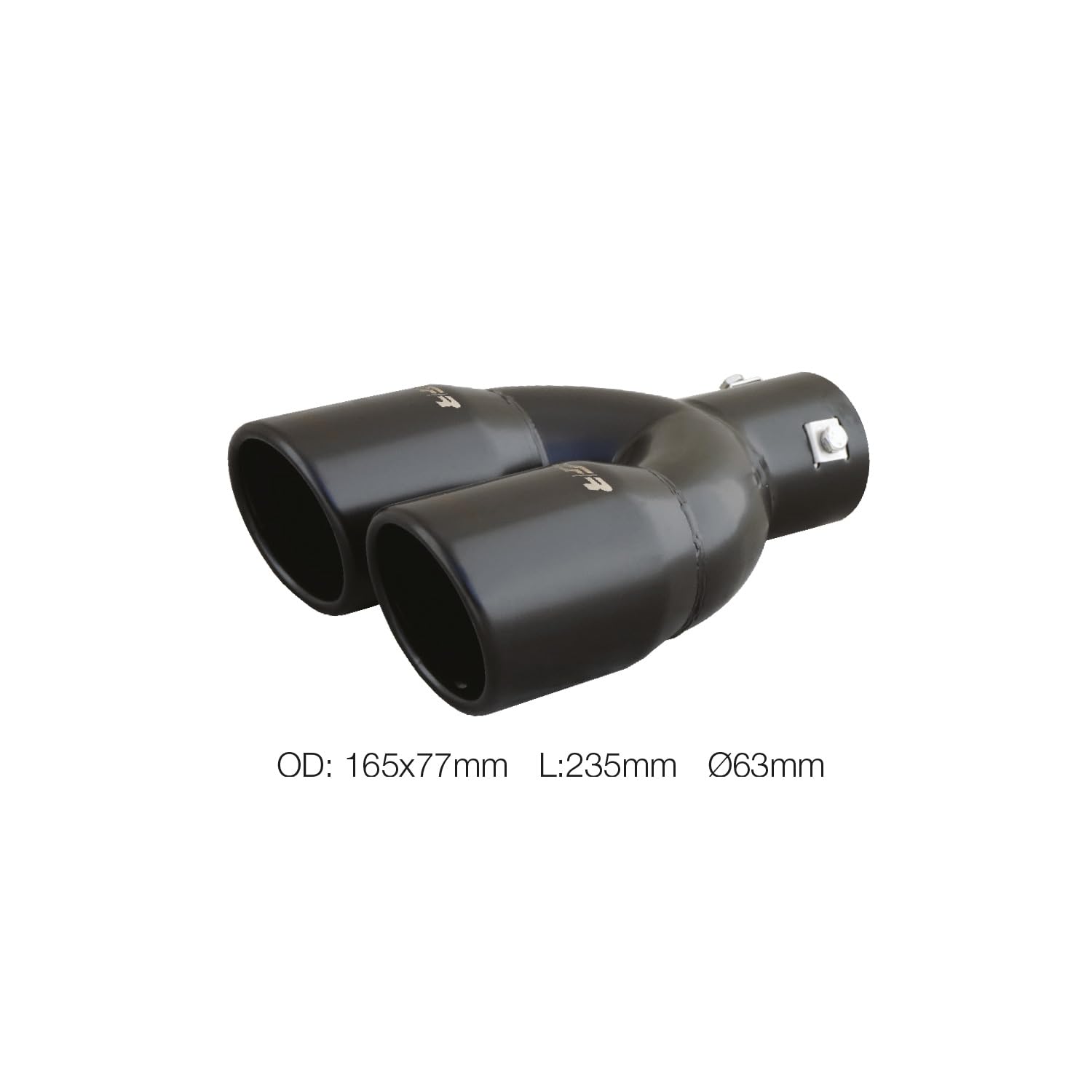Simoni Racing Cola de Tubo de Escape Deportiva Doble Redonda/Inclinada Acero Inoxidable Negro - Ø76xL230mm - Montaje ->58mm