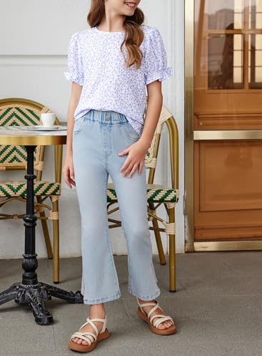 blibean Tween Girls 2024 Boho Floral Puff Sleeve Shirt Size 6-15 Years4