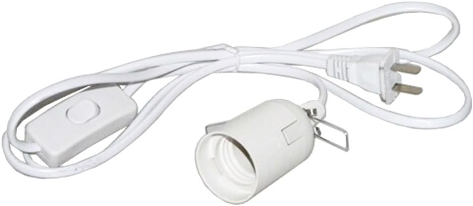 SmartDealsPro 6' Hanging Lantern Cord E26 E27 Light Bulb Socket to 2-Prong US AC Power Cord with On/Off Switch