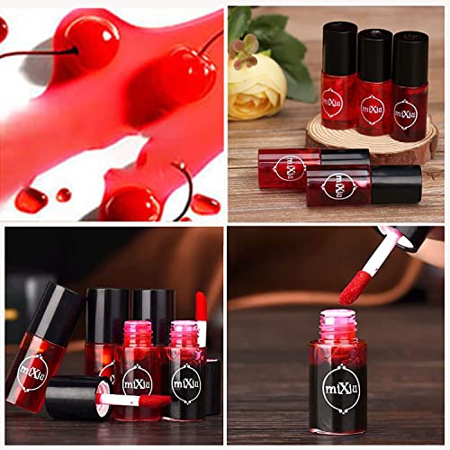 3 Colors Lip Stain Tint Set, Waterproof&Long Lasting Mini Liquid Lipstick Hydrating Moisturizing Lip Cheeks And Eyes,Natural Glossy Korean Lip Tint Stain Easy Application, Non-Sticky,Shimmery All Day (1#2#3) #TOP5
