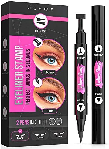 Eyeliner Stamp – Winged Eyeliner in Seconds – Easy to Use, Waterproof & Smudge Proof, Long Lasting Liquid Black Eye Liner Pen, Cruelty Free, Vegan & Paraben Free - for Perfect Cat Eyes - Sleek (8 mm)