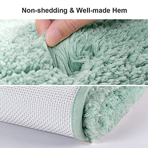 Image of VANZAVANZU Toilet Rugs for Bathroom U Shaped, Contour Bath Rugs for Toilet Bath Mats for Bathroom Non Slip Extra Soft Absorbant Microfiber Shaggy Thick Toilet Rugs U Shaped (U 20 inch*24 inch, Egg Blue)