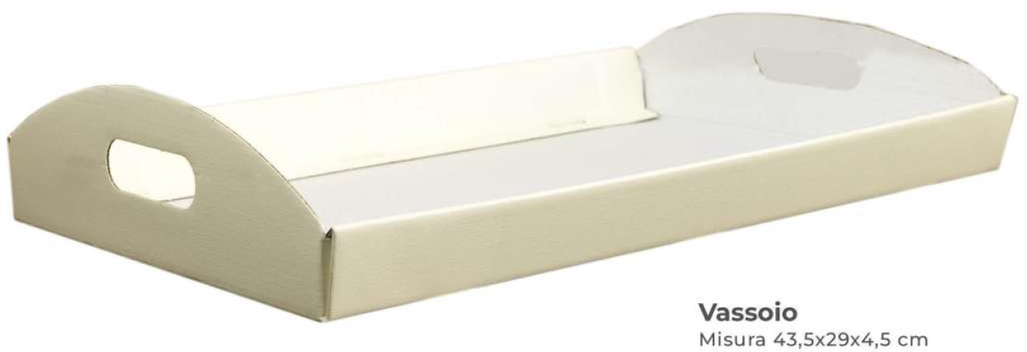 5 pz cesto vassoio bomboniere cartone pieghevole panna avorio 43,5x29x4,5 cm contenitore rigido con manici laterali