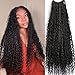 Boho Box Braids with Pre-looped Crochet Braids Synthetic Braids with Curly Human Hair for Black Women - 24inch, 3 Pack, 120 Strands