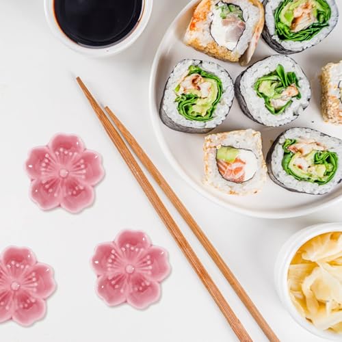 GLOBLELAND 8 Stück Keramik Stäbchen Halter Kirschblüten Japanischer Essstäbchen Halterung Niedliche Essstäbchen-Ablage Für Stäbchen Gabeln Löffel Pinsel