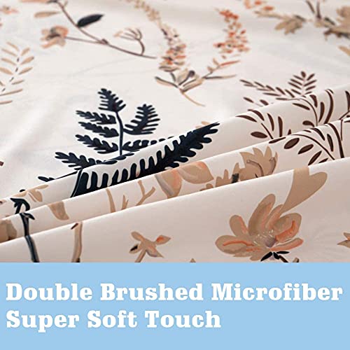 Jsd Blush Pink Floral Print Sheet Set Queen 6 Piece, Soft Botanical Ferns Pattern Microfiber Sheets Deep Pocket #TOP4