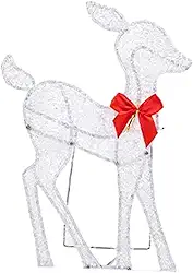 Generic Estatueta de rena de natal, cervo iluminado ao ar livre, figuras brilhantes, decoração de natal para jardim, varanda, 81cmx44cm