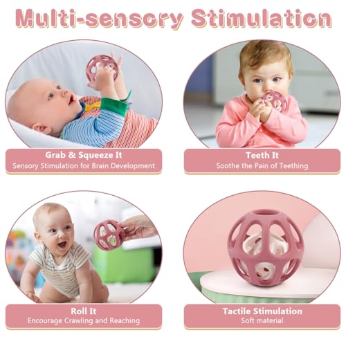 MCGMITT Sensory Balls for Baby, Food Grade Stretchy Silicone Infant Ball, Easy Grasp Ball for Babies 0-12 Months BPA-Free Montessori Learning Toy, Developmental Teething Toys Baby Shower Gifts - Image 4
