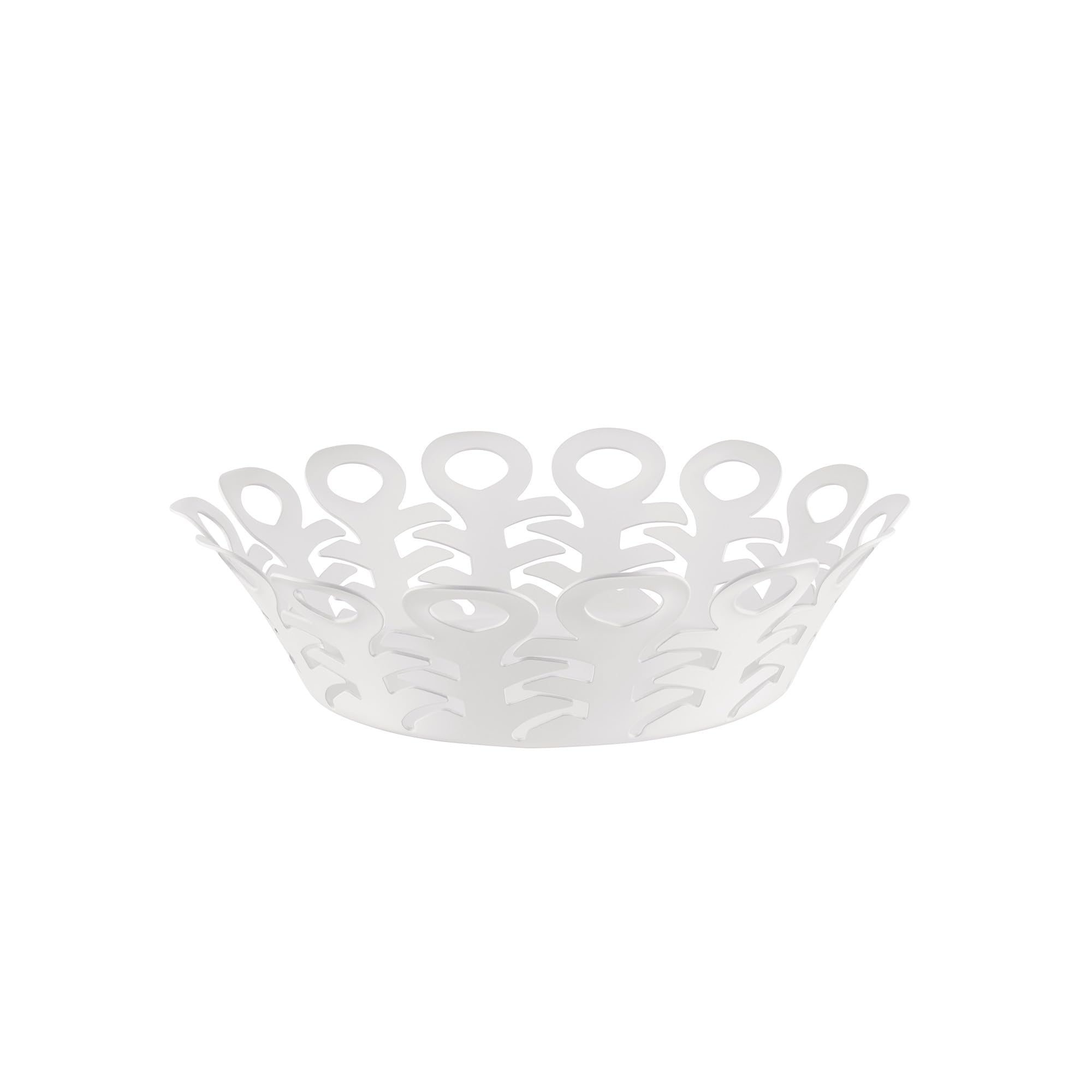 Alessi Vimini BM21/21 W, Perforated Design Basket, in Steel Colored with Epoxy Resin, Diameter 22 cm, White