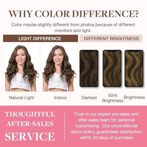 Image of GOO GOO Clip in Hair Extensions Real Human Hair, Remy Human Hair Extensions Clip ins for Women, Natural Human Hair, 14inch 130g 9Pcs, 2 /6 /2 Balayage Dark Brown to Chestnut Brown