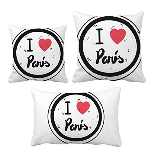 Housse de coussin I Love Paris imprimée en coton pour décoration salon - 2