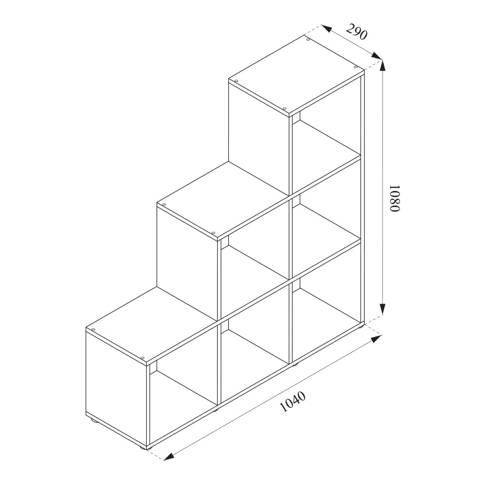 Vicco Estantería escalonada Sonoma 105 x 107.5 cm Separador de ambientes 6 estantes