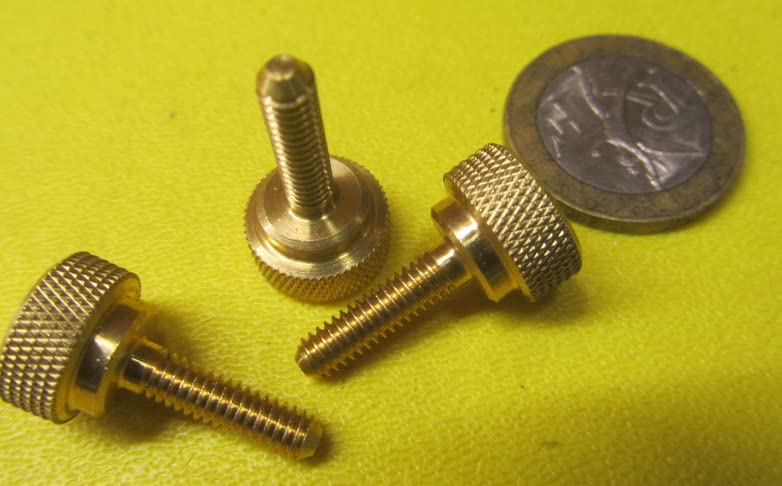 Brass Flared Knurled Thumb Screws FT 10-32 x .625" Length, 3 Pack