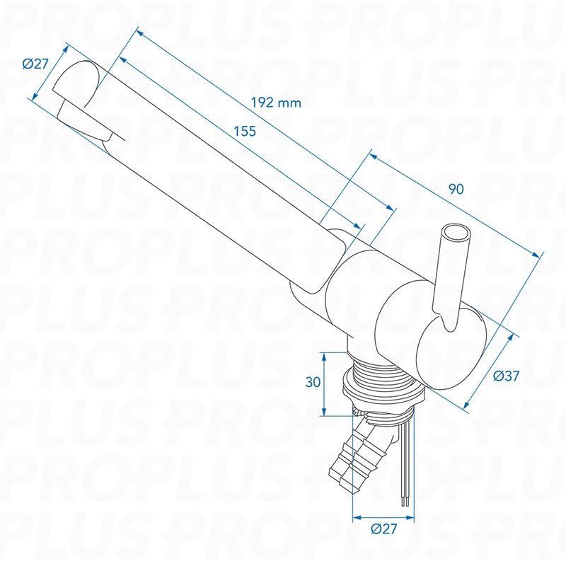 Grifo mezclador de 12 V Ø 27 mm – Caño recto con microinterruptor para caravana y barco