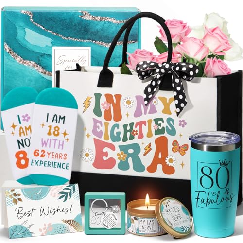 MAYICIVO 80th Birthday Gifts for Women, Best 1945 Gifts Basket for 80 Year Old Women 80th...