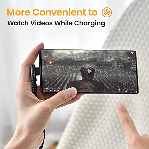 Image of AINOPE USB C Cable Right Angle (2-Pack, 10ft+10ft) 3.1A Type C Charger Fast Charging, Resistant Nylon Braided USB A to USB C Charger Cable (Black)