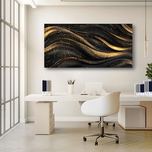 Tableau abstrait vague impression sur toile avec cadre 70x140 cm