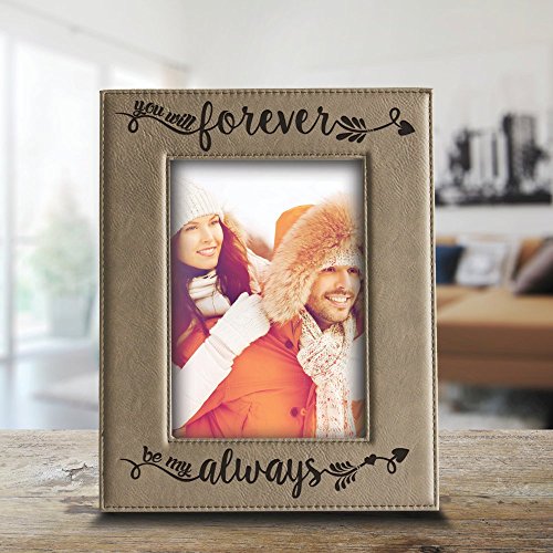 Bella Busta - You Will Forever, Be My Always Picture Frame - Engraved Leather Frame- Anniversary-Valentines Day For Couple (5 X 7 Vertical (Beige)) #TOP1