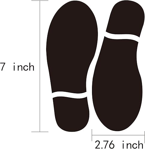Miniatura 2 de 20 pares de 40 impresiones calcomanías negras para zapatos de 7  huellas de piso, calcomanías de pie de distancia para el suelo, guía de decoración