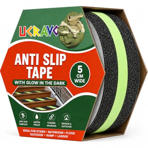 Image of UCRAVO Anti Slip Safety Grip Tape Non-Slip Traction Tapes With Glow In The Dark Non Skid Stage Safety Reduce The Risk Of Slipping For Indoor Or Outdoor Stair Tread Step, Other Slippery Surfaces