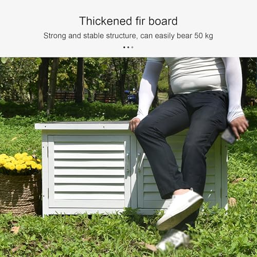 Terrassenbox für den Außenbereich, Terrassenaufbewahrung aus Massivholz und Metall, Gartenbox mit Kunststofffüßen für Balkon und Terrasse
