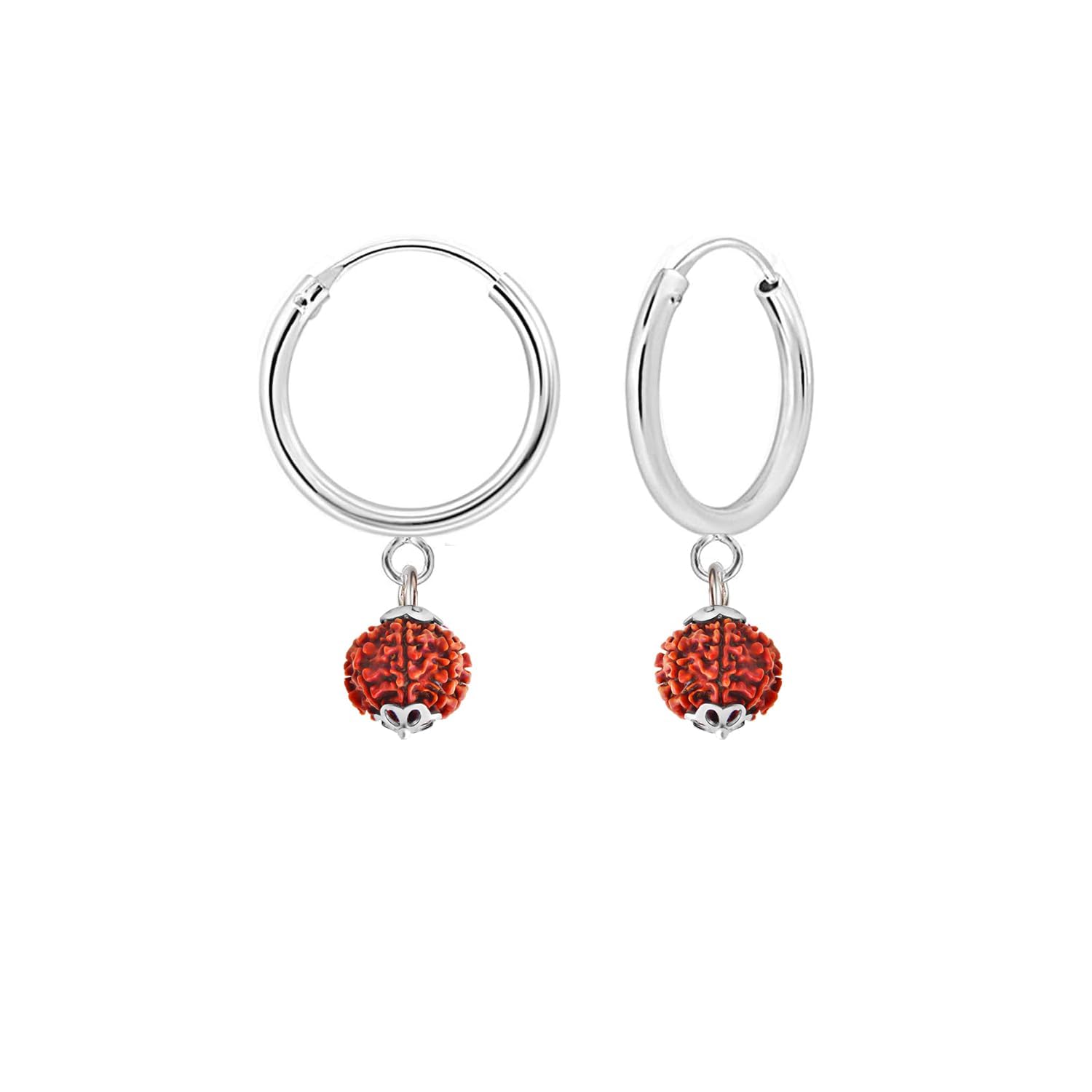 Rudraksha Drop Plain Hoop Earring | Pure 925 Silver Stylish Charm Bali | Round Piercing Ear Ring Set | Huggie Loop Tops | Gift Item Women Girl Kid Men Boy-image-37