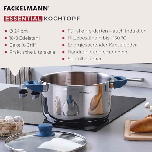 Casserole Essential Ø 24 cm FACKELMANN inox tous feux - 4